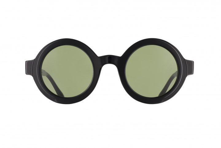 Lunettes de soleil rondes noires Massada PIERCED HEMISPHERE Black Green avec verres verts