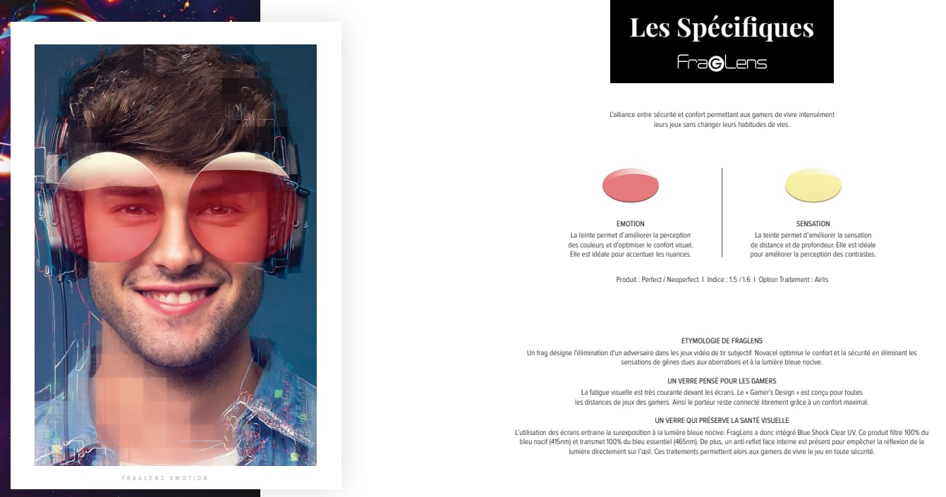 Novacel - les spécifiques Verres spécifiques FragLens Novacel pour gaming et confort visuel chez votre opticien Paris 1er