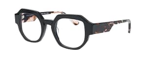 Face à Face FRAMED 2 noir écaille vue 3/4 Monture optique Face à Face FRAMED 2 noire avec branches écaille vue trois quarts, lunettes créateur femme chez opticien Paris 1er