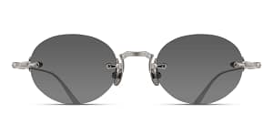 monture solaire homme femme matsuda M5002 ovale percée sans monture titane argent verres noir monture solaire homme femme matsuda M5002 ovale percée sans monture titane argent verres noir