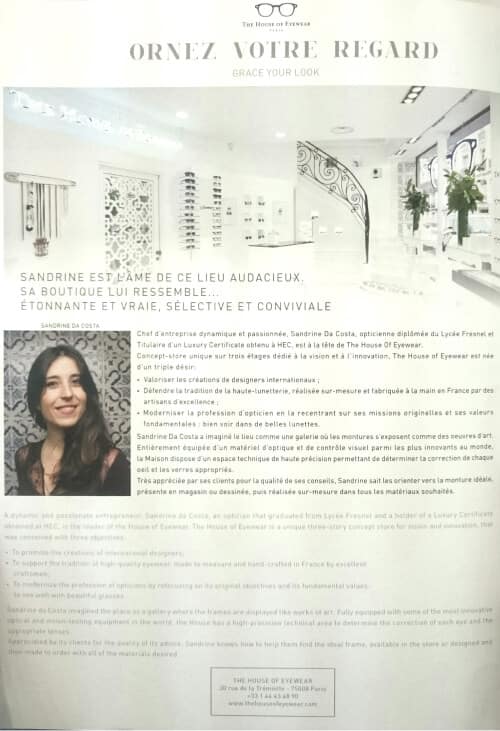 House of eyewear - presse Best of Paris