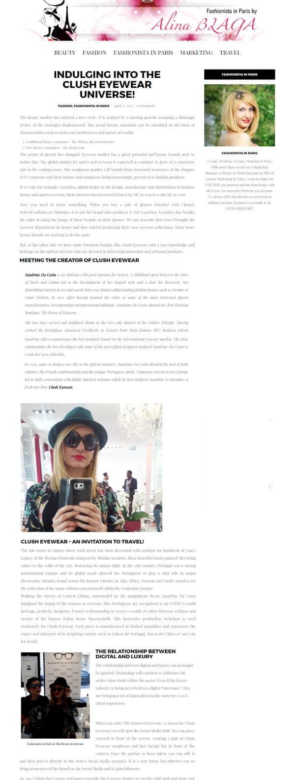 House of eyewear - presse Alina-Blaga