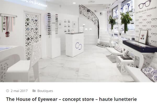 House of eyewear - presse Paris frivole