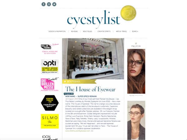 House of eyewear - presse eyestylist