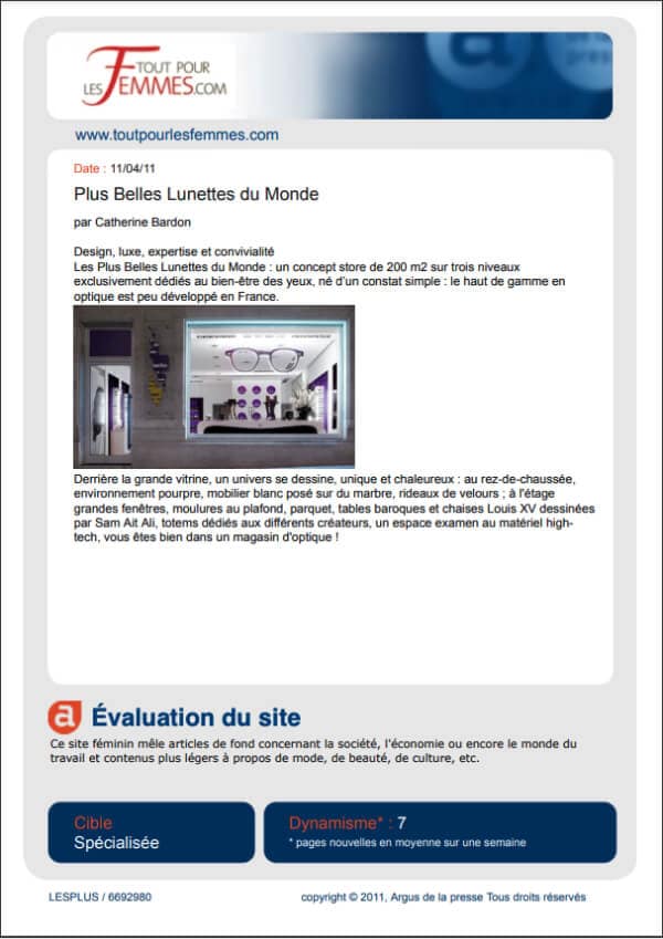 House of eyewear - presse Tout pour les femmes