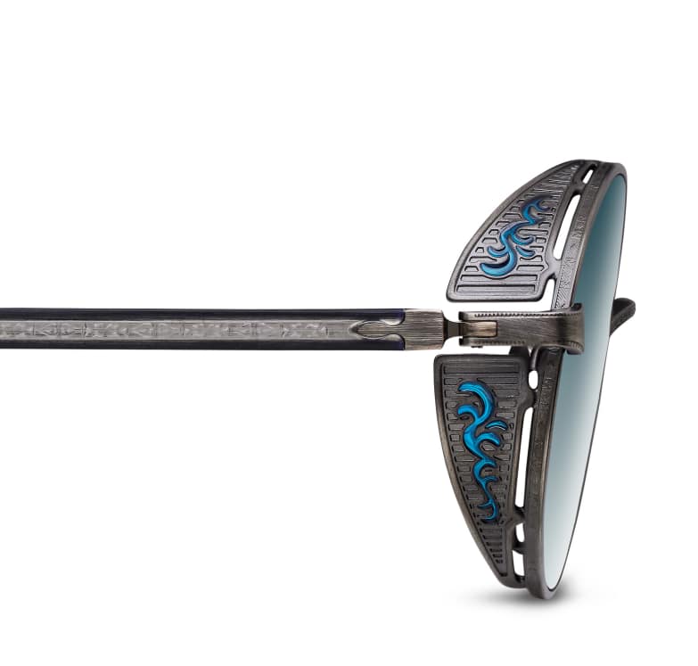 monture solaire homme femme Matsuda M3137 métal titane ovale coque silver verres degradé monture solaire homme femme Matsuda M3137 métal titane ovale coque silver verres degradé