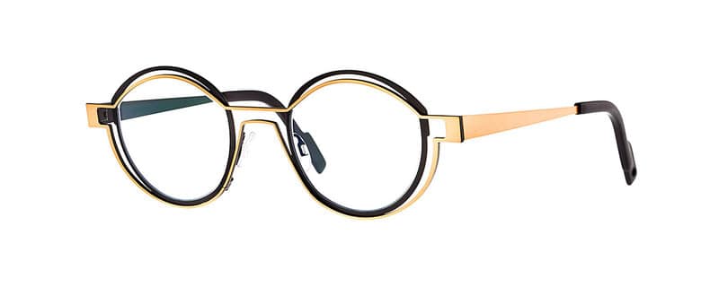 monture lunette créateur tracing theo ovale noir doré titane originale optique