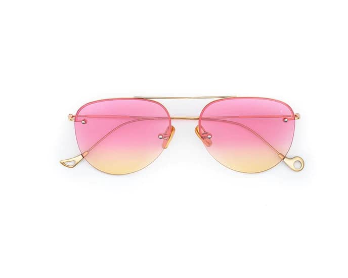 monture solaire homme femme eyepetizer player pilote verres rose jaune metal dorée