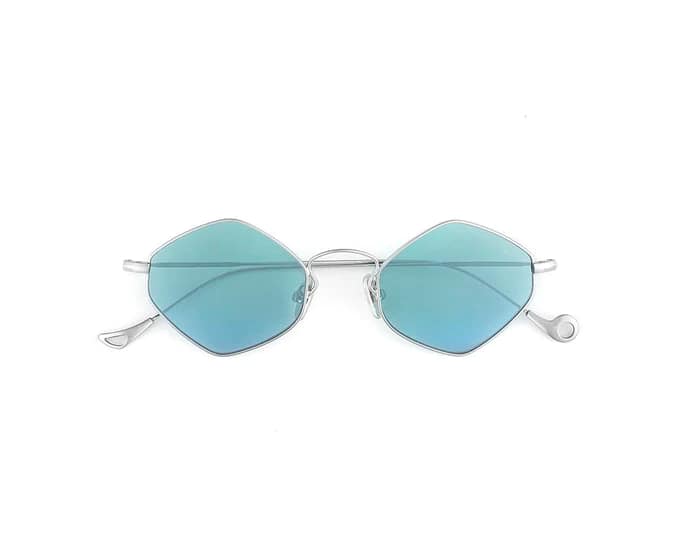 monture solaire homme femme eyepetizer canar metal losange argent verres turquoise