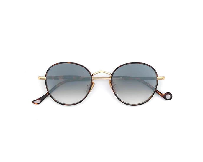 monture solaire homme femme eyepetizer cinq metal ronde ecaille dorée