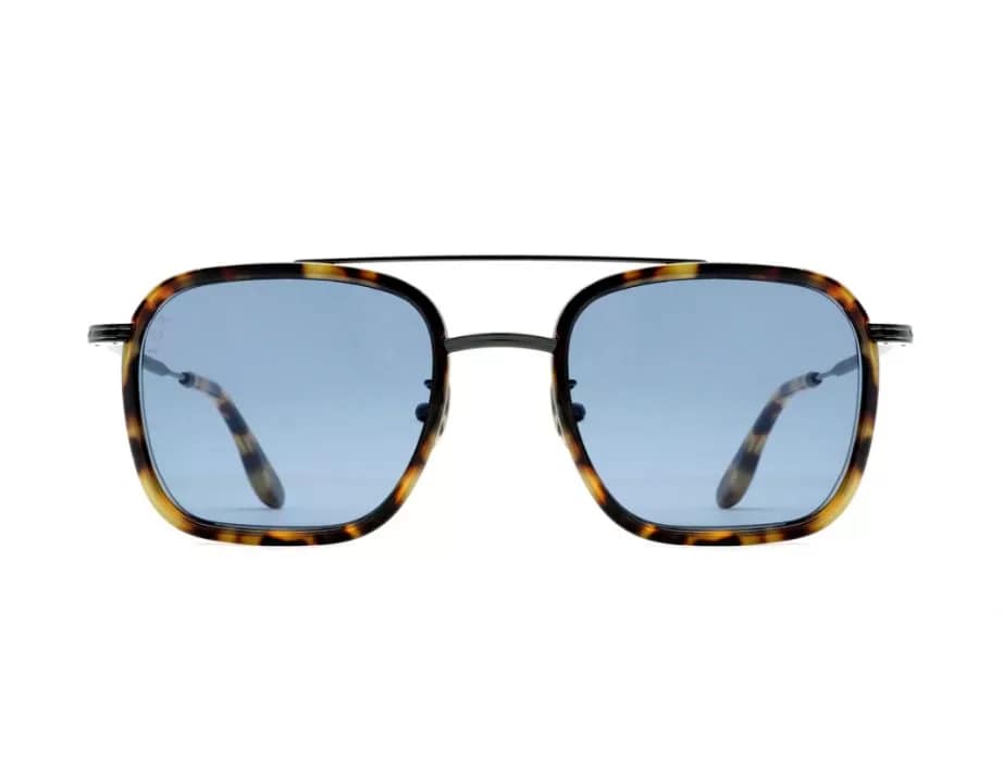 monture solaire homme femme lgr askari pilote combine metal noir acetate ecaille coque verre bleu