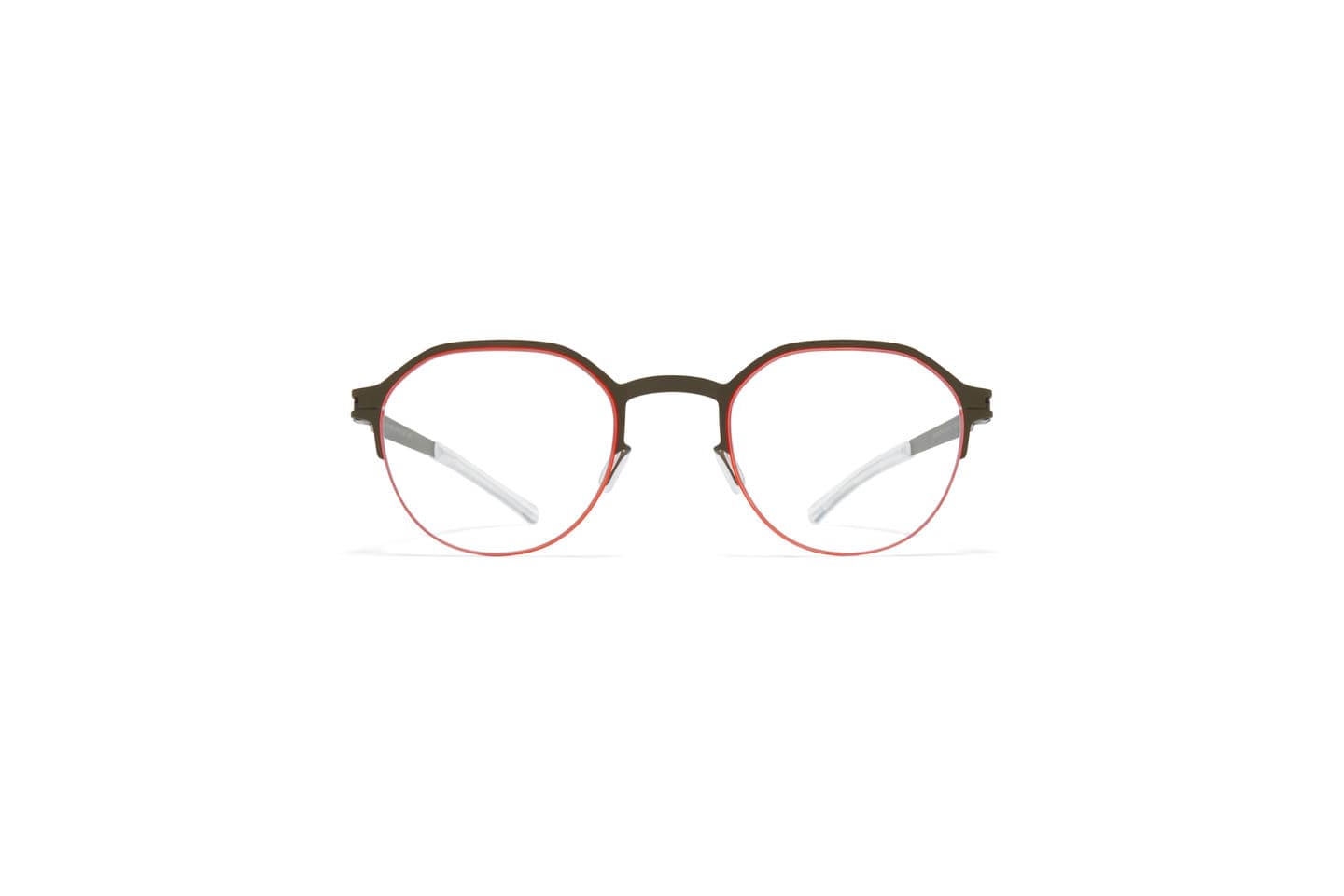 monture optique homme mykita dorian metal titane ronde marron rouge