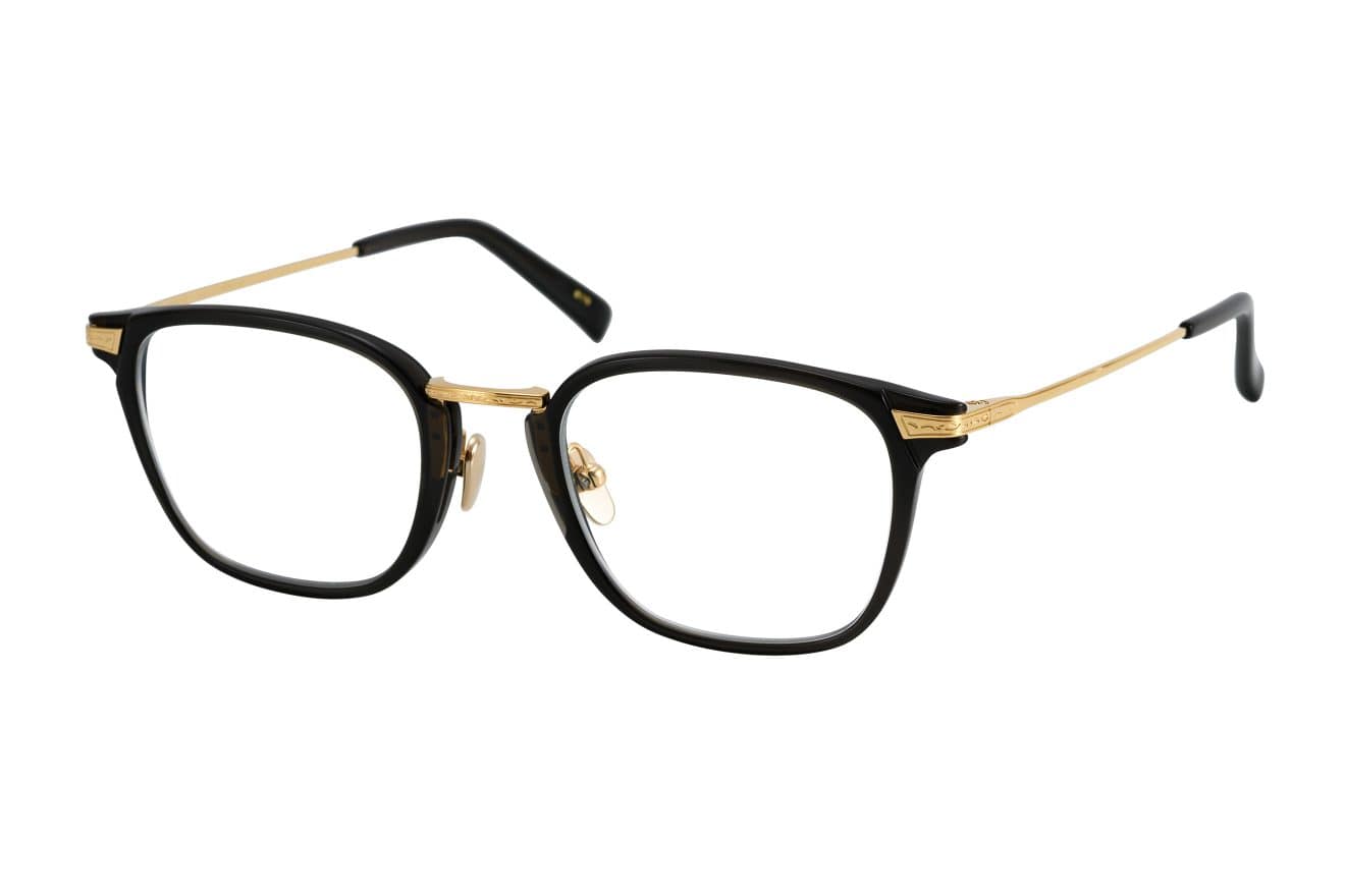 monture optique homme masunaga gms817 combiné rectangulaire noire branche dorée