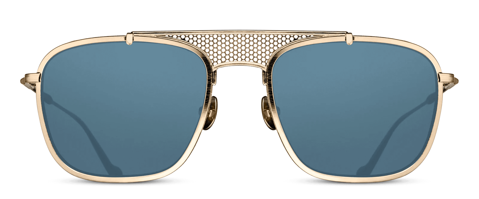 monture solaire homme matsuda m3110 metal titane pilote carré dorée verres bleu