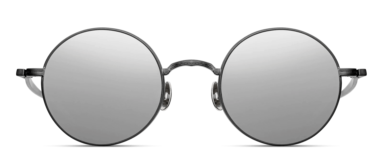 monture solaire Matsuda M3087 vintage metal titane ronde noir argent foncé verre gris noir
