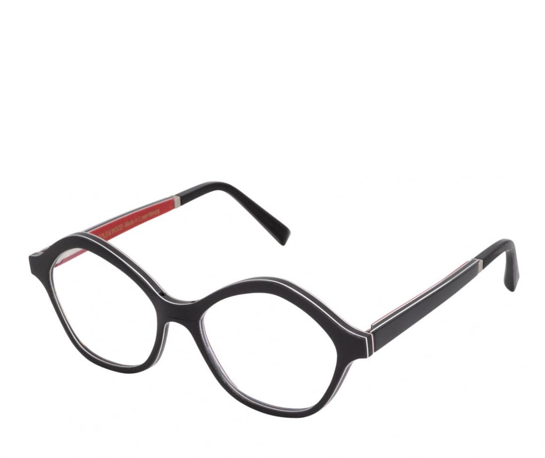monture optique femme gold and wood carla carré papillon bois noire interieur branche rouge