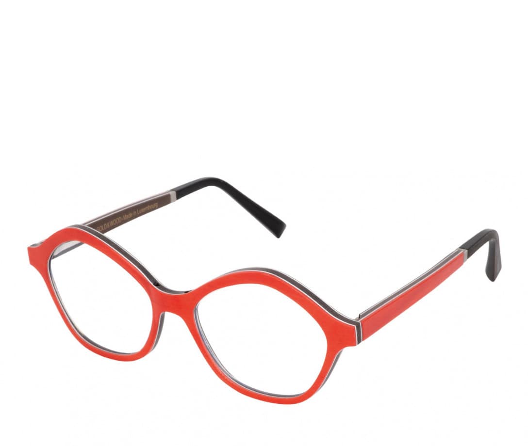 monture optique femme gold and wood carla carré papillon bois rouge interieur branche marron