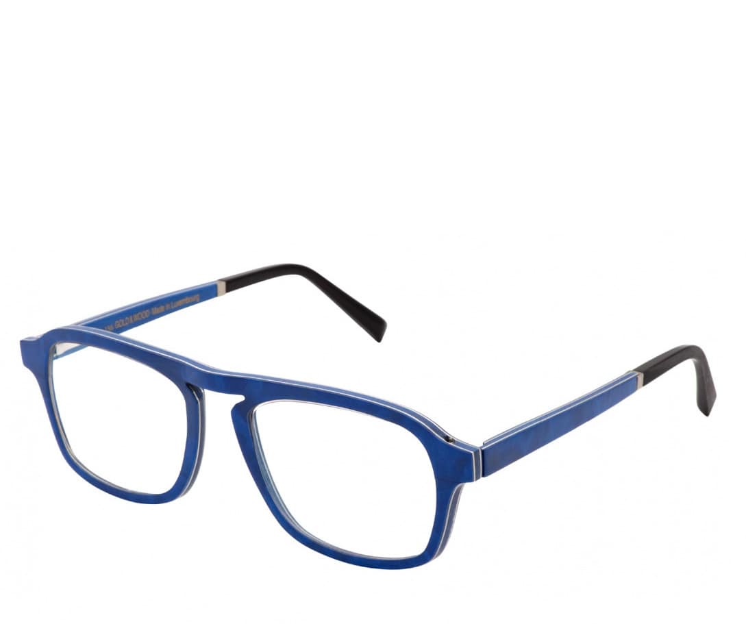 monture homme gold and wood eris bois pilote rectangulaire bleu