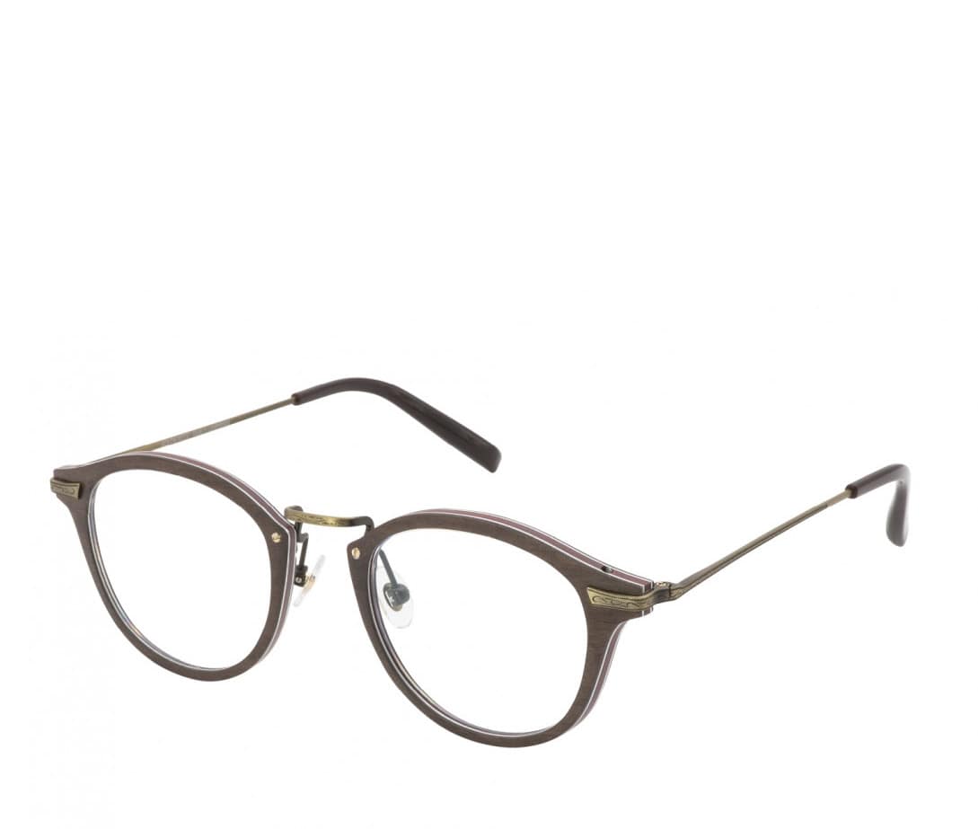 monture optique homme femme gold and wood bora ronde pantos combiné bois marron titane
