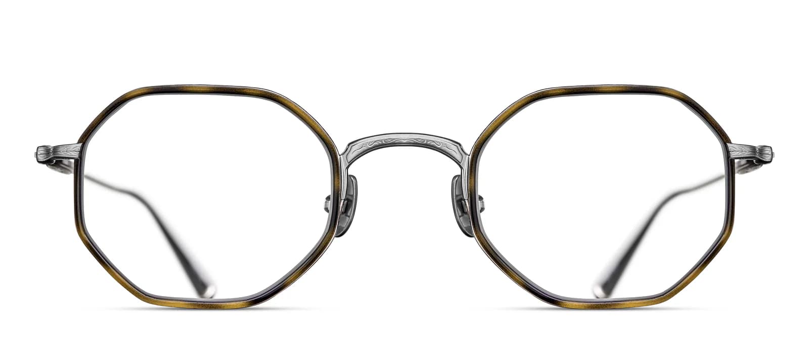 monture optique homme matsuda M3086i metal titane hexagonale argent ecaille