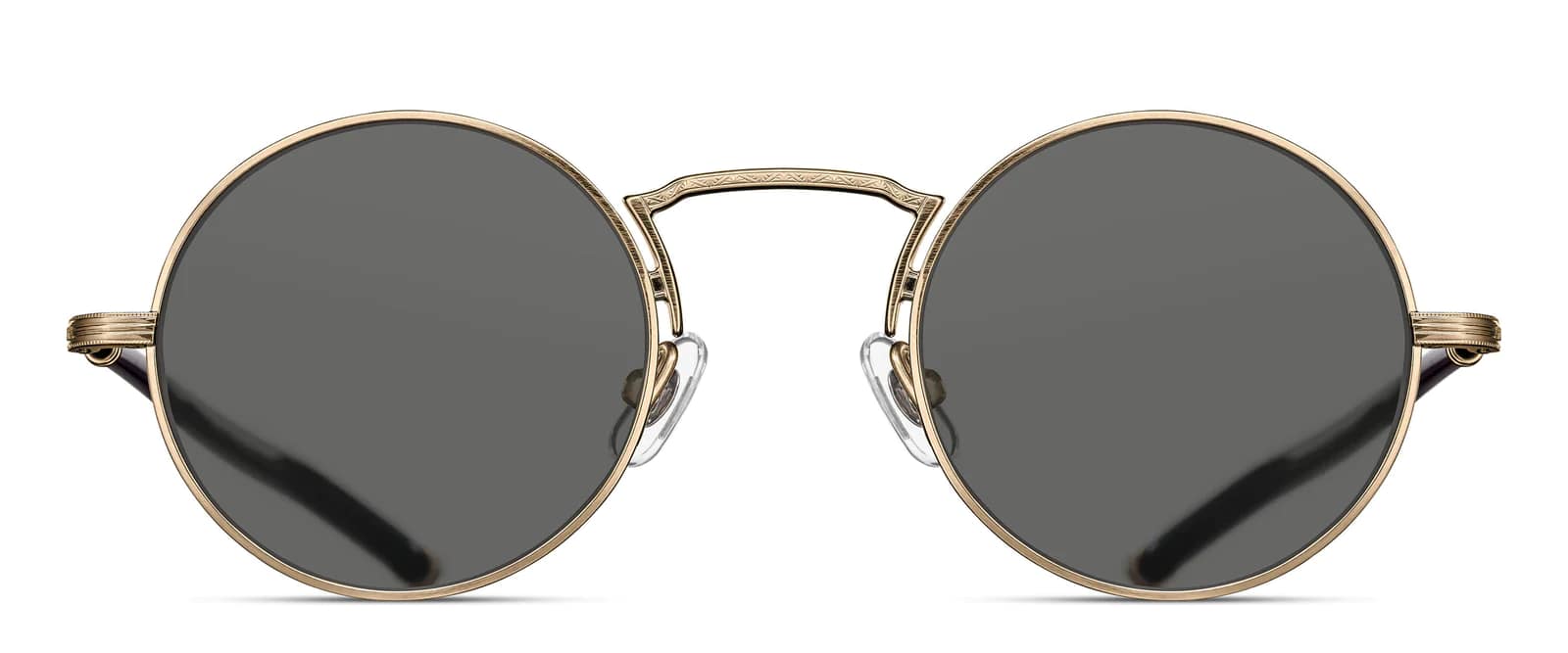 monture solaire homme Matsuda M3119 vintage ronde titane gold branche noire