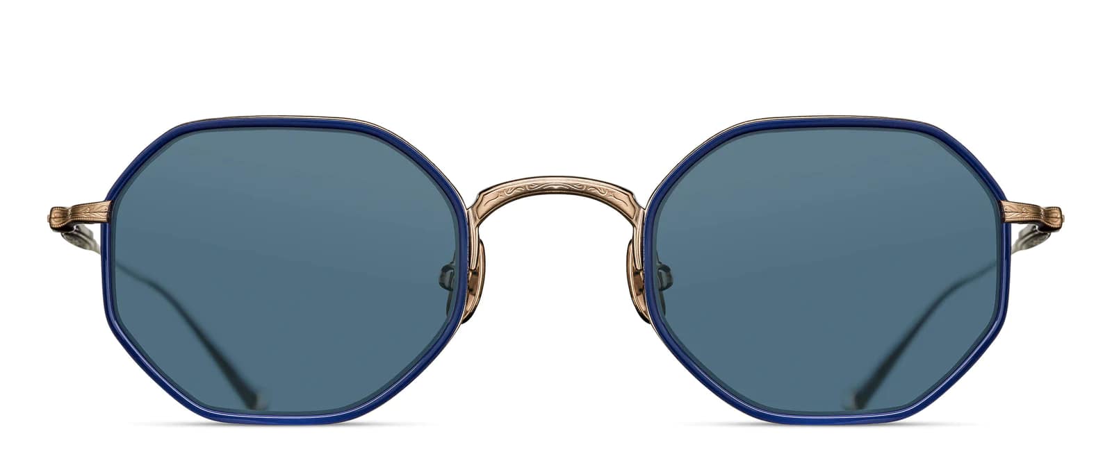 monture solaire homme femme Matsuda M3086 hexagonale bleu bronze titane vintage