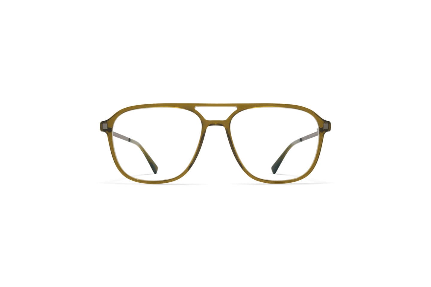 monture optique homme femme mykita gylfi grande pilote combine vert branche titane