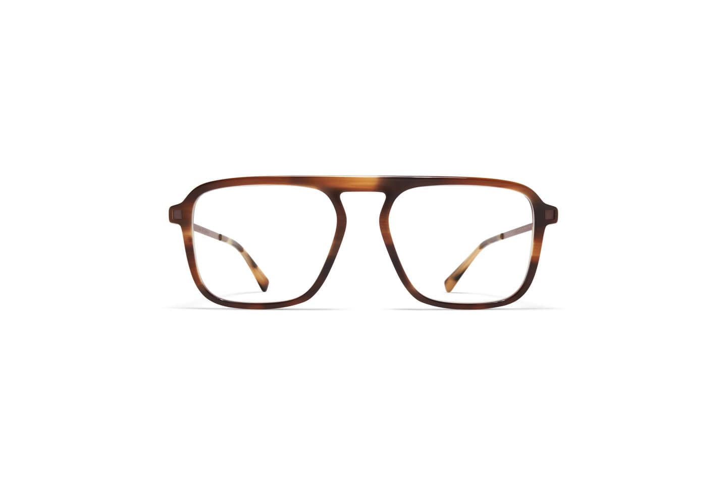 monture optique homme femme mykita sonu grande pilote combine ecaille branche titane marron