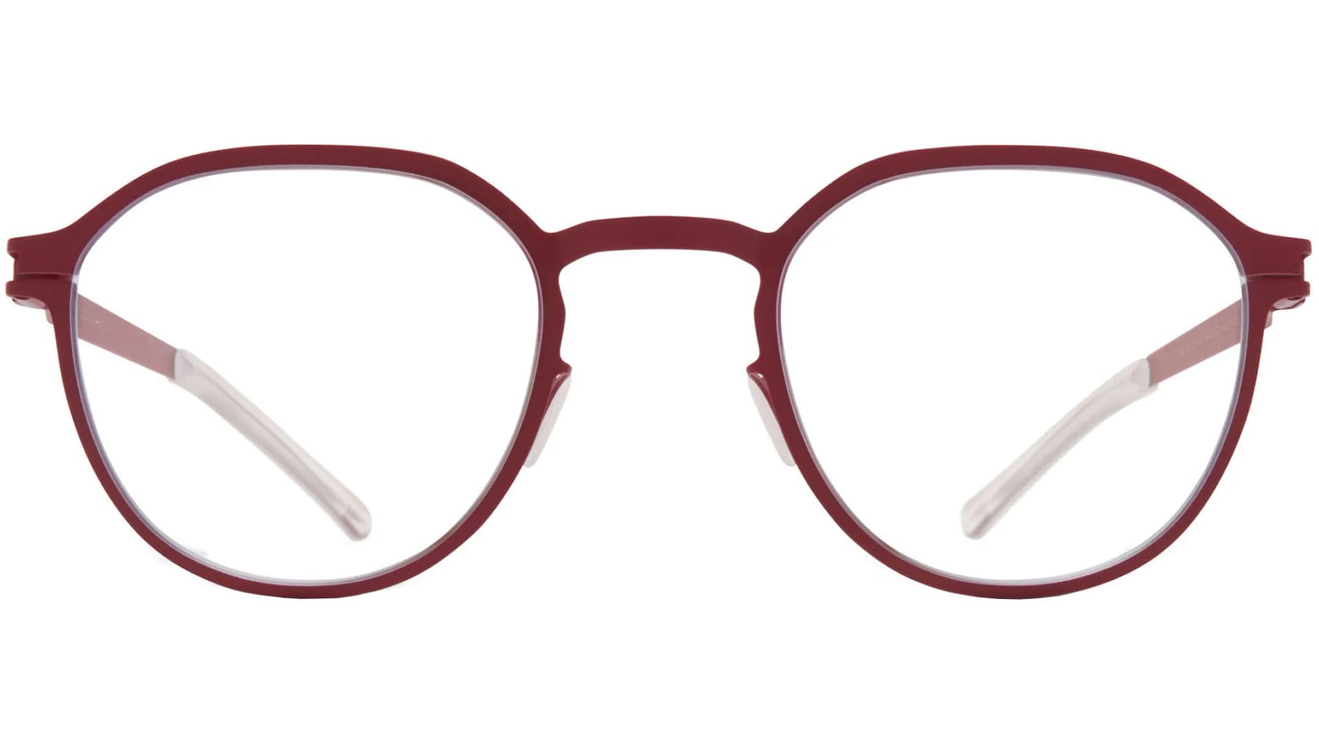 monture homme femme mykita armstrong metal titane epaisse ronde rouge bordeaux