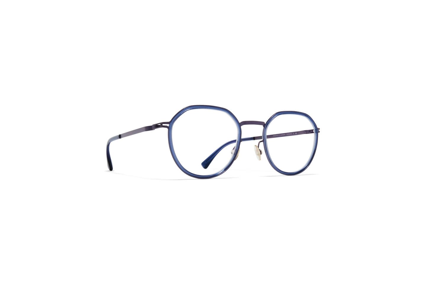 monture optique homme mykita justus ronde pantos combine bleu argent fonce