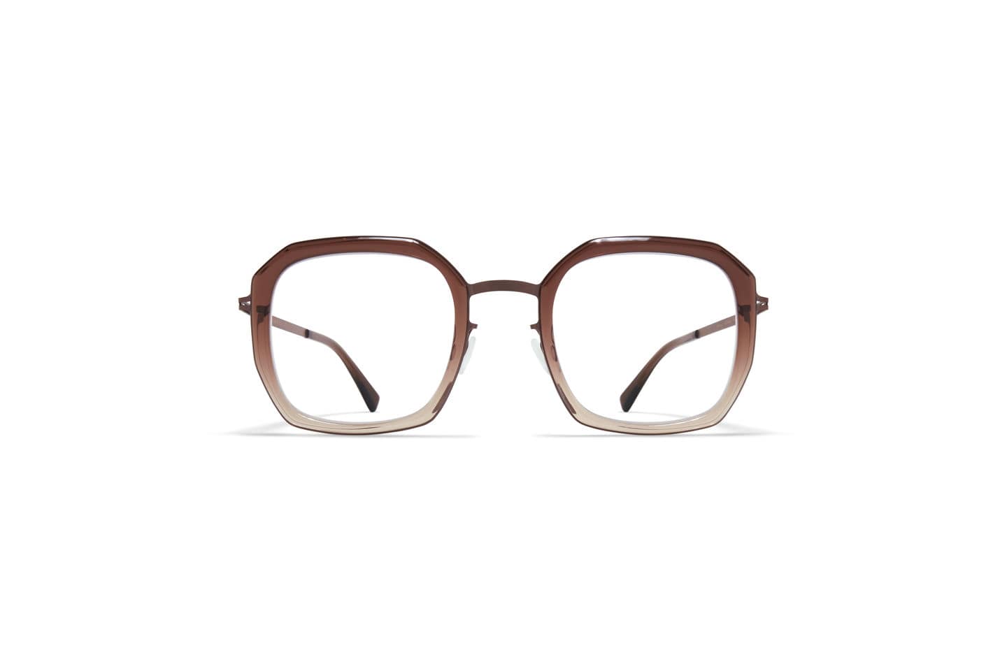 monture optique femme mykita mervi grande carre combine marron degrade branche titane metal marron