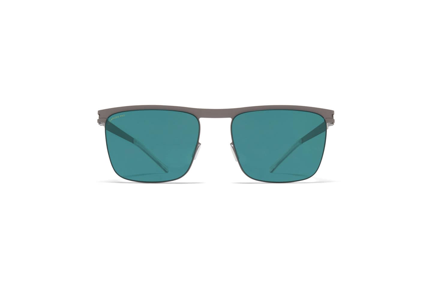 monture solaire homme femme mykita will carré titane grise taupe verres vert