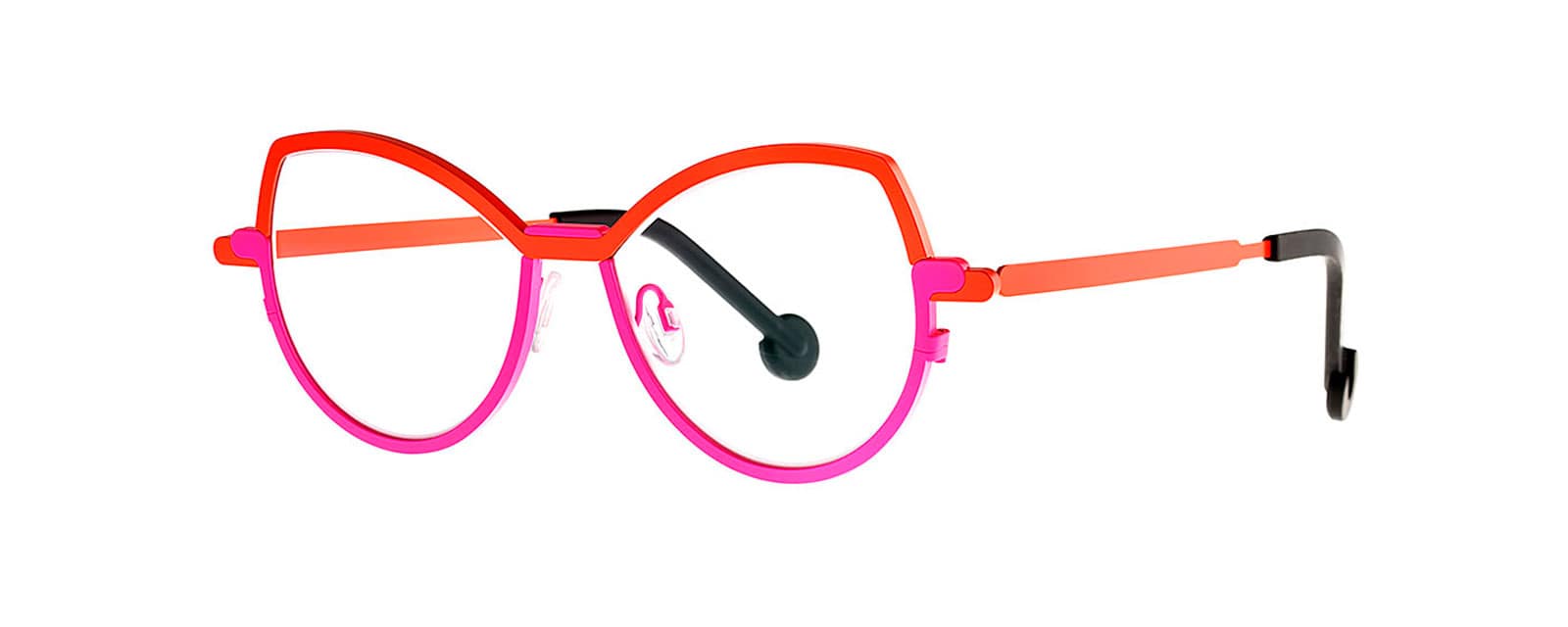 monture optique femme Theo Strip metal grande papillon rouge rose