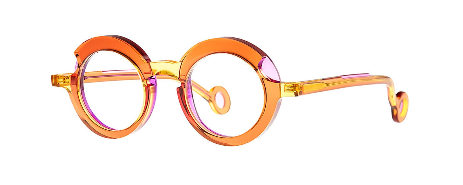 monture optique femme theo sara ronde acetate epaisse marron transparent jeune violet