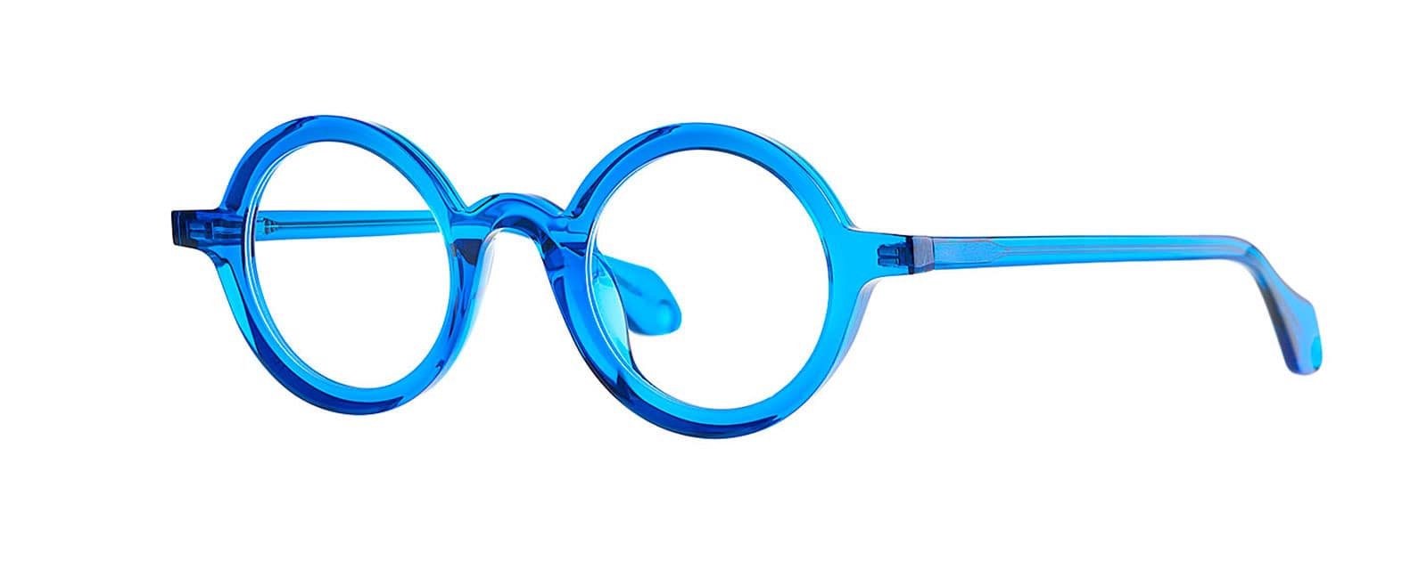 monture optique homme femme theo mille+88 acetate ronde bleu fluo translucide