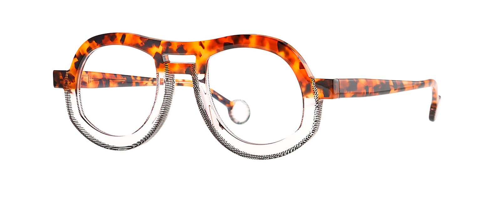 monture optique homme femme theo huskesett grande pilote acetate epaisse bicolore ecaille transparente