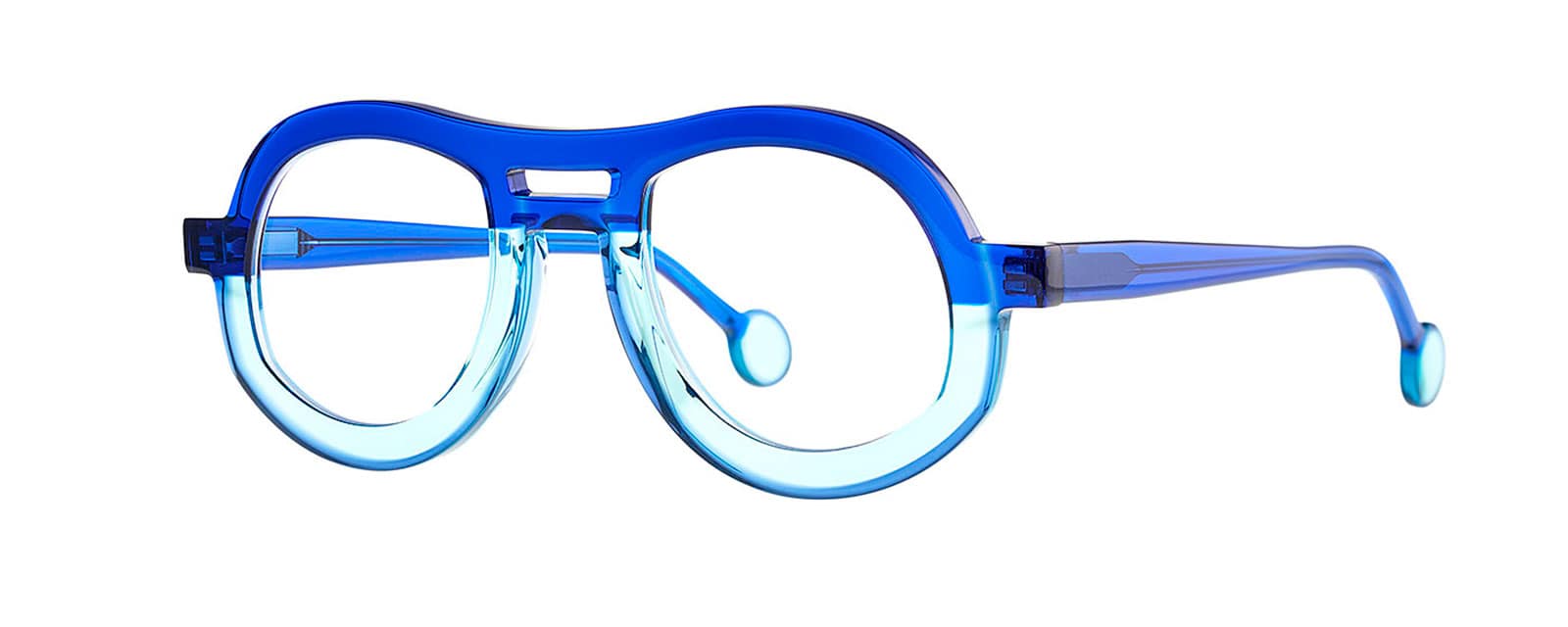 monture optique homme femme theo huskesett grande pilote acetate epaisse bicolore bleu transparente