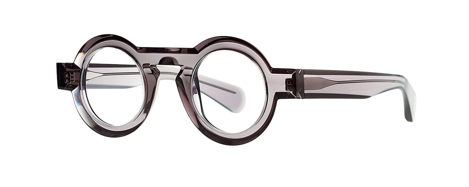 monture optique homme femme theo mille 84 acetate epaisse ronde gris transparent
