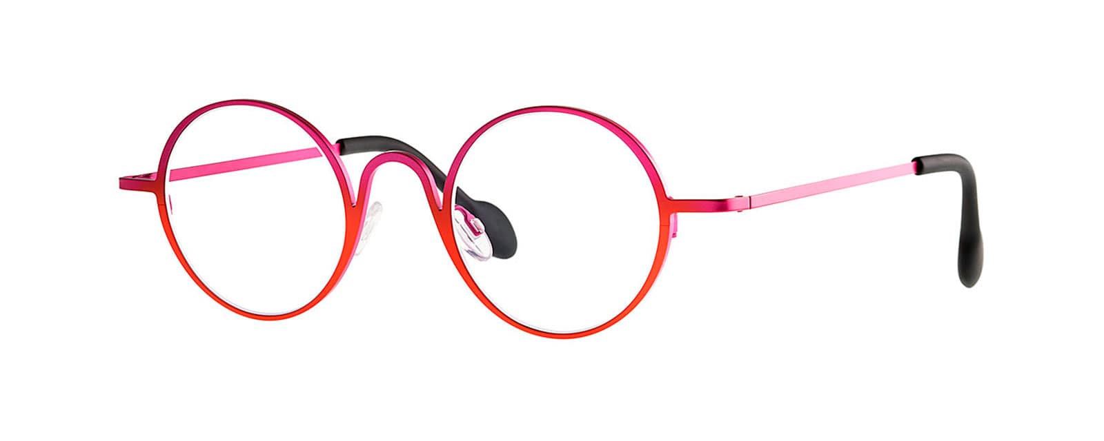 monture homme femme theo times ronde metal titane bicolore rose rouge