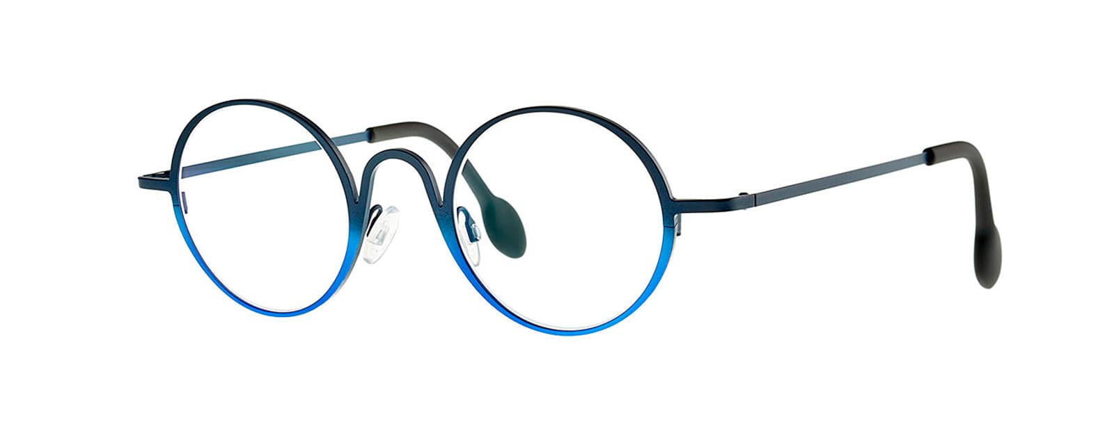 monture homme femme theo times ronde metal titane bicolore noir bleu