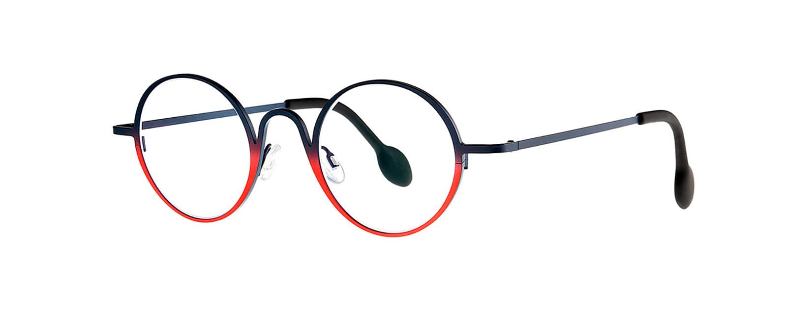 monture optique homme femme theo times ronde metal titane fine bicolore noir rouge