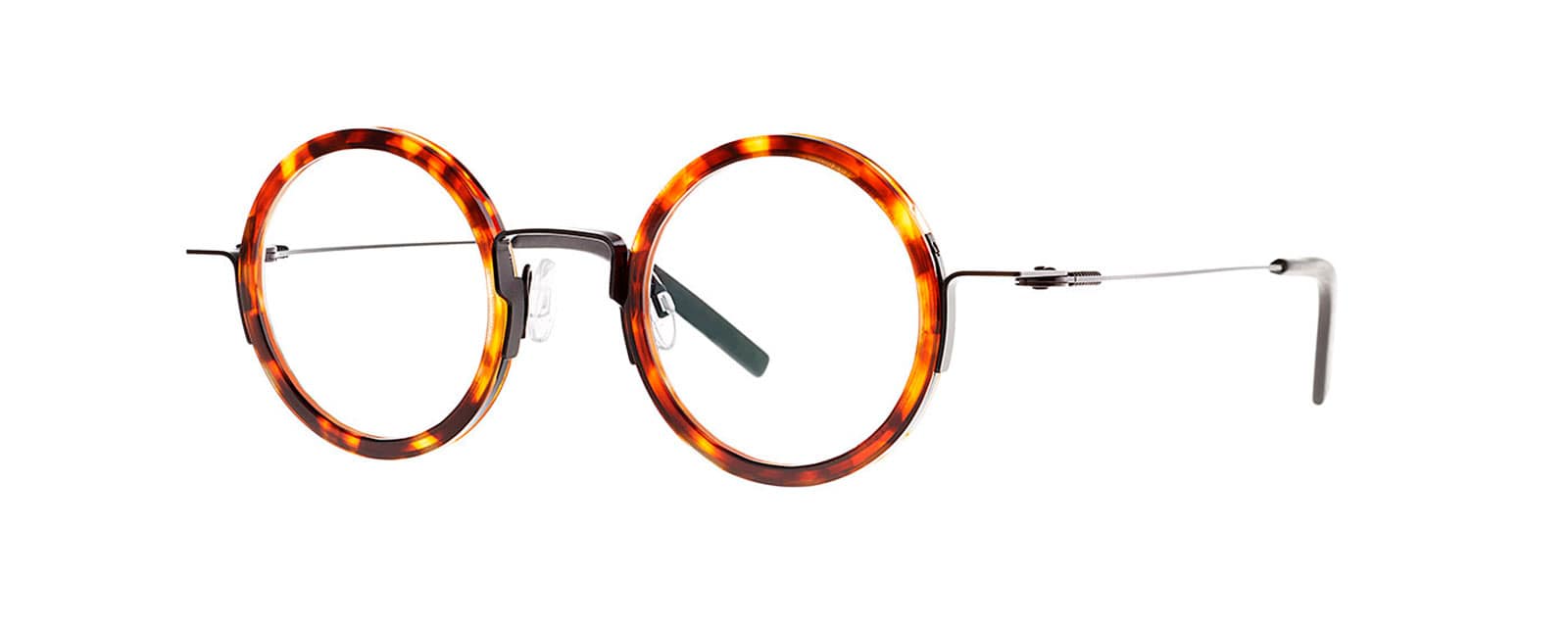 monture optique homme femme theo stoemp ronde combiné acetate ecaille titane metal noir