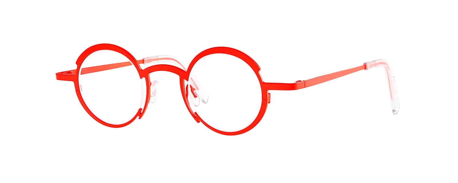 monture optique homme femme theo frequency ronde titane epaisse rouge fluo