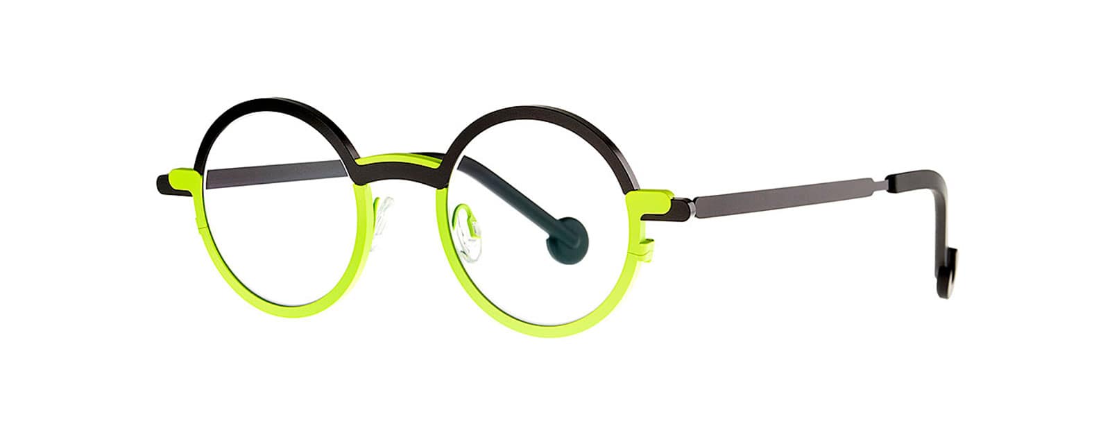 monture optique homme femme theo shinjuku ronde titane bicolore noir jaune