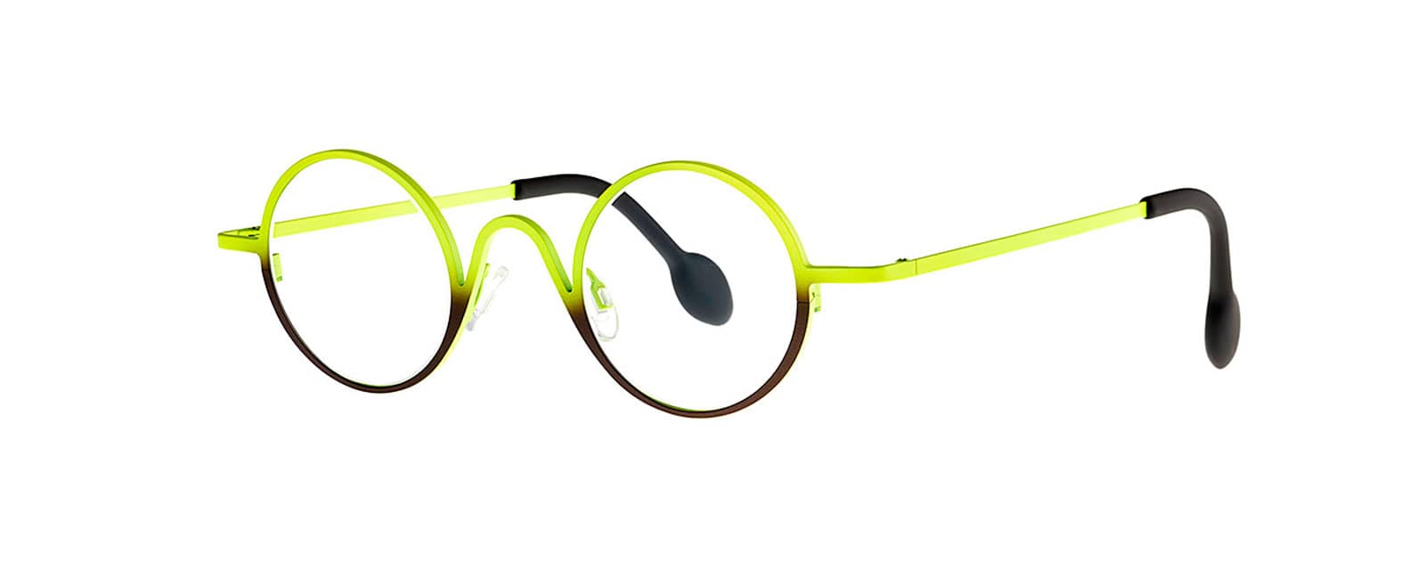monture optique homme femme theo stanley ronde titane bicolore jaune noire