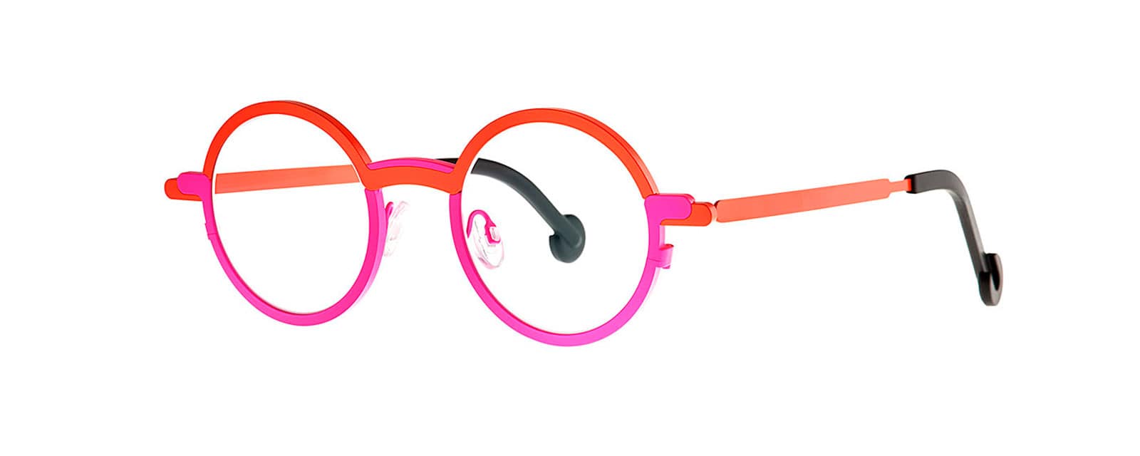 monture optique homme femme theo shinjuku ronde titane bicolore rouge rose