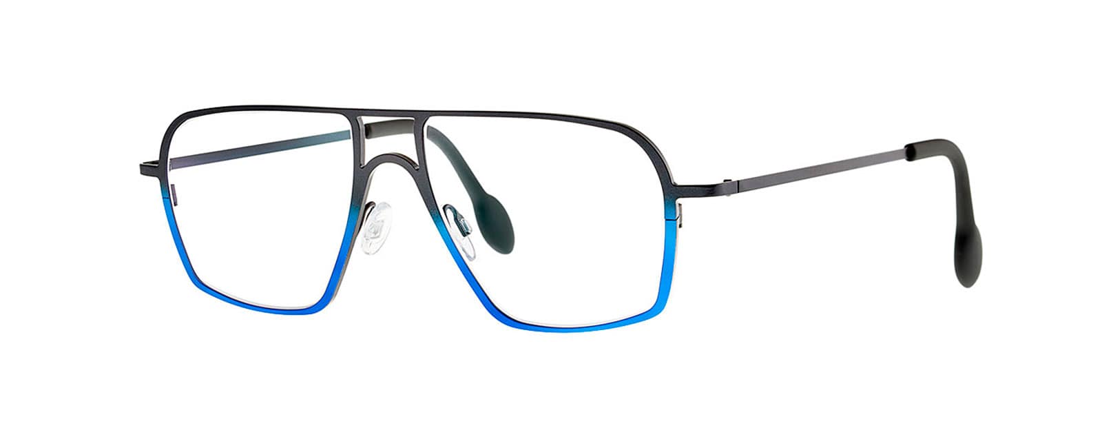 monture optique homme femme theo palatino grande pilote titane bicolore noir bleu
