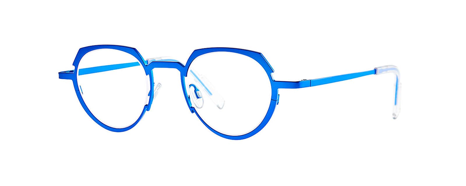 monture optique homme femme theo receiver ronde titane bleu fluo