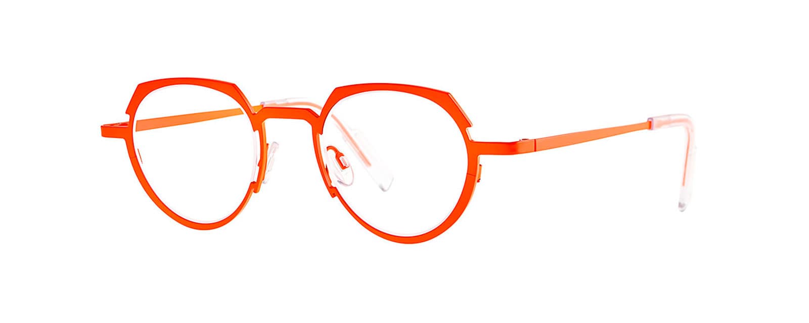 monture optique homme femme theo receiver ronde titane orange fluo