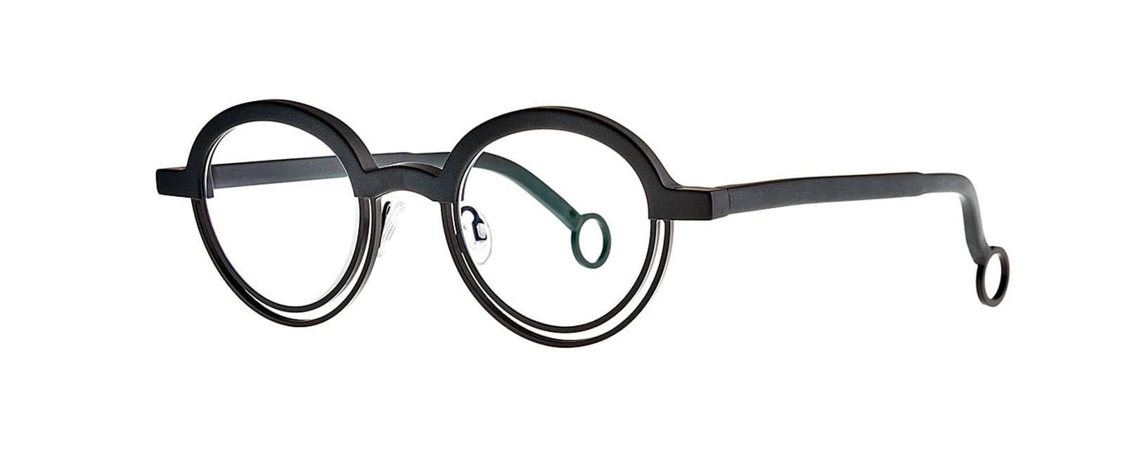 monture optique homme femme theo bumper ronde combiné écaille double cercle noir